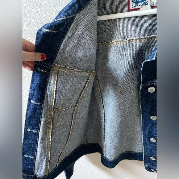 VTG EUC Y2K Old Navy Blue Jeans Dark Wash Denim Jacket (Size:M) - Picture 8 of 10
